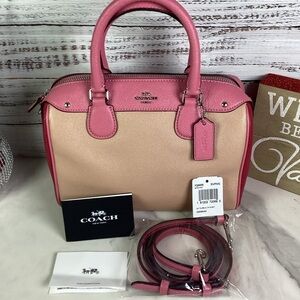COACH F28956‎ MINI BENNETT PINK RED COLORBLOCK BAG SATCHEL PURSE VALENTINES DAY